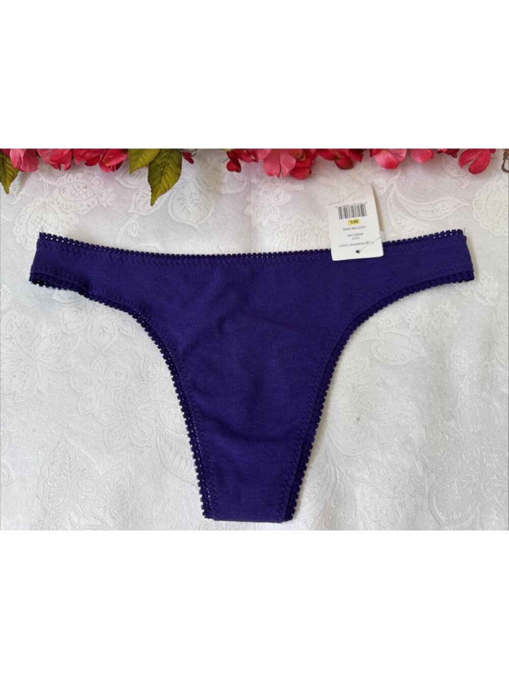 On Gossamer 1545G Purple Cotton Hip G-String Hipster Thong Panty Size M/L